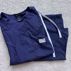 Womens XS Navy Blue Sky scrubs - top and bottoms